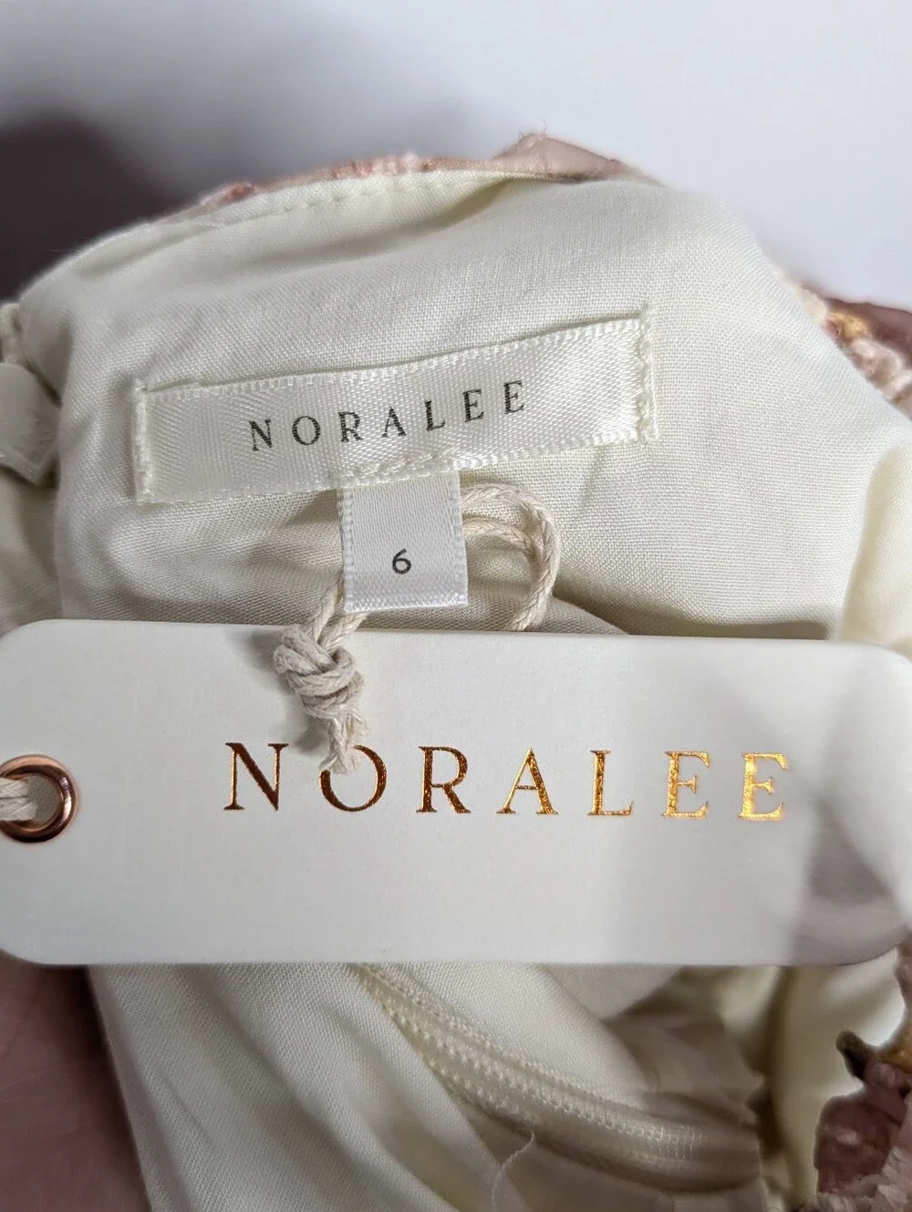 NWT Noralee Nina Blush Pink Cream Eyelet Lace Puff Sleeve Peonie Floral Dress 6